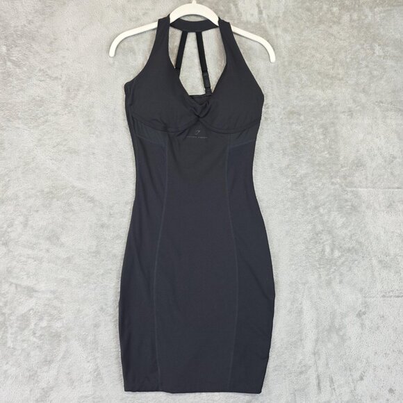 Gymshark Dresses & Skirts - Gymshark Whitney Simmons Dress Womens Small Black Halter Bodycon Mini Strappy